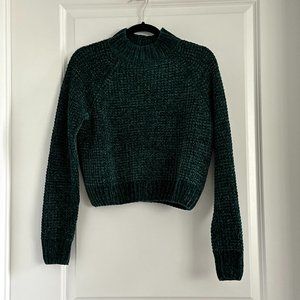 Chenille Mock-Neck Crop Sweater